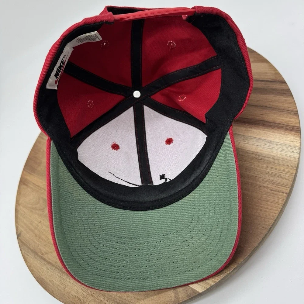 Vintage EUC Nike Hat Cap Snap Back Red Swoosh Logo Adjustable 90's 100% Cotton